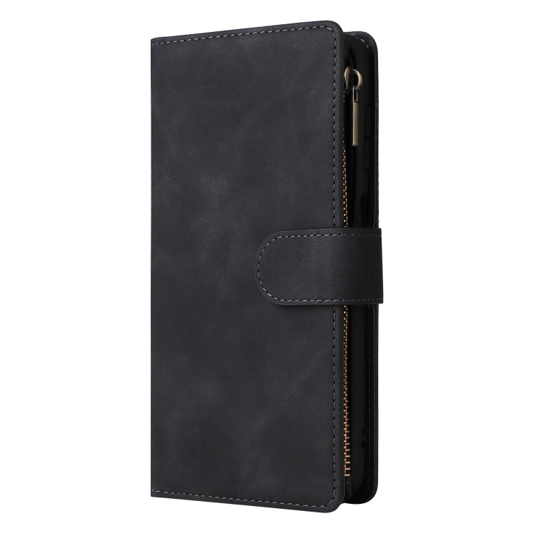 For Samsung Galaxy S25+ 5G Multifunctional Frosted Zipper Wallet Leather Phone Case(Black) - Galaxy S25+ 5G Cases by PMC Jewellery | Online Shopping South Africa | PMC Jewellery | Buy Now Pay Later Mobicred