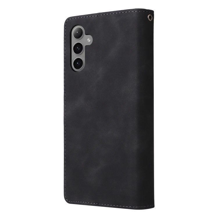 For Samsung Galaxy S25+ 5G Multifunctional Frosted Zipper Wallet Leather Phone Case(Black) - Galaxy S25+ 5G Cases by PMC Jewellery | Online Shopping South Africa | PMC Jewellery | Buy Now Pay Later Mobicred