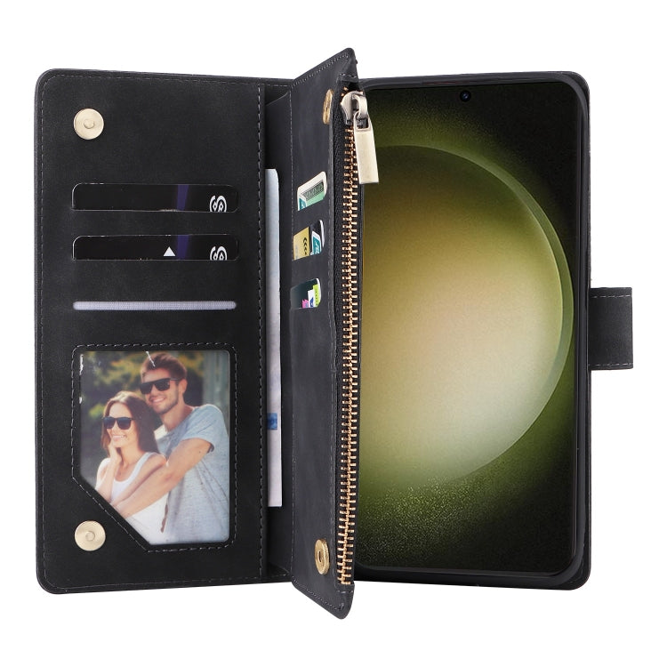 For Samsung Galaxy S25+ 5G Multifunctional Frosted Zipper Wallet Leather Phone Case(Black) - Galaxy S25+ 5G Cases by PMC Jewellery | Online Shopping South Africa | PMC Jewellery | Buy Now Pay Later Mobicred