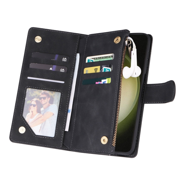For Samsung Galaxy S25+ 5G Multifunctional Frosted Zipper Wallet Leather Phone Case(Black) - Galaxy S25+ 5G Cases by PMC Jewellery | Online Shopping South Africa | PMC Jewellery | Buy Now Pay Later Mobicred
