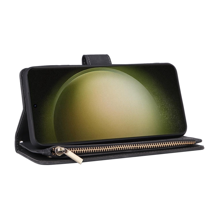 For Samsung Galaxy S25+ 5G Multifunctional Frosted Zipper Wallet Leather Phone Case(Black) - Galaxy S25+ 5G Cases by PMC Jewellery | Online Shopping South Africa | PMC Jewellery | Buy Now Pay Later Mobicred