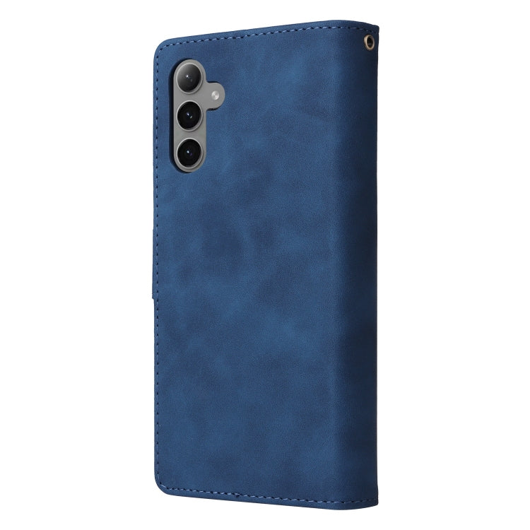 For Samsung Galaxy S25+ 5G Multifunctional Frosted Zipper Wallet Leather Phone Case(Blue) - Galaxy S25+ 5G Cases by PMC Jewellery | Online Shopping South Africa | PMC Jewellery | Buy Now Pay Later Mobicred