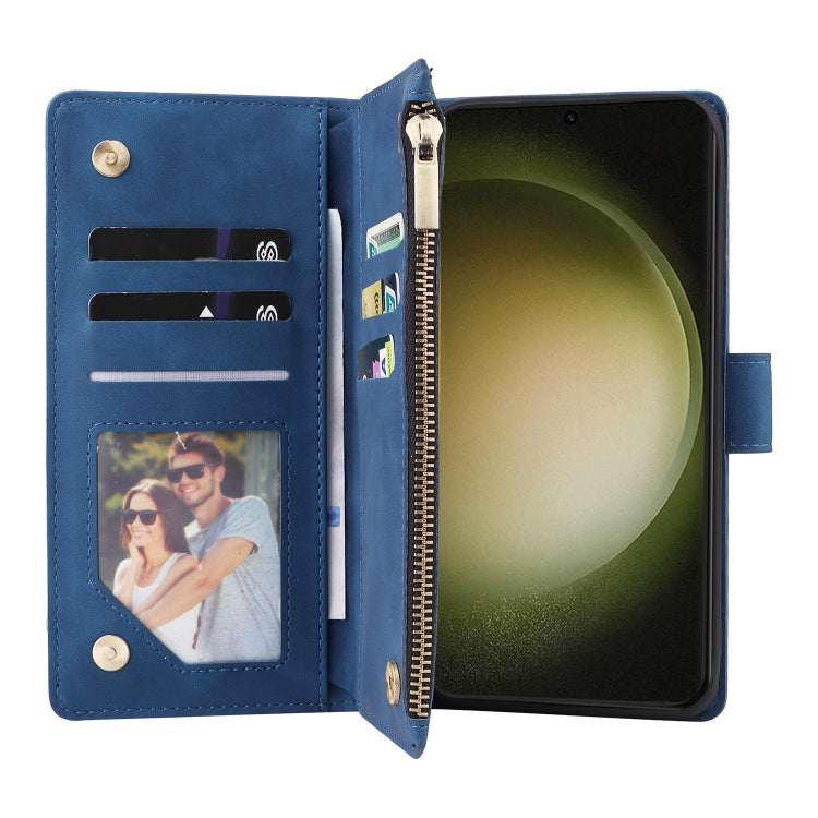 For Samsung Galaxy S25+ 5G Multifunctional Frosted Zipper Wallet Leather Phone Case(Blue) - Galaxy S25+ 5G Cases by PMC Jewellery | Online Shopping South Africa | PMC Jewellery | Buy Now Pay Later Mobicred