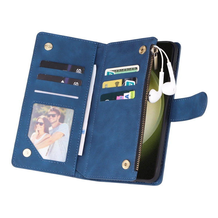 For Samsung Galaxy S25+ 5G Multifunctional Frosted Zipper Wallet Leather Phone Case(Blue) - Galaxy S25+ 5G Cases by PMC Jewellery | Online Shopping South Africa | PMC Jewellery | Buy Now Pay Later Mobicred