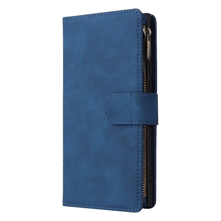 For Samsung Galaxy S25 Ultra 5G Multifunctional Frosted Zipper Wallet Leather Phone Case(Blue) - Galaxy S25 Ultra 5G Cases by PMC Jewellery | Online Shopping South Africa | PMC Jewellery | Buy Now Pay Later Mobicred