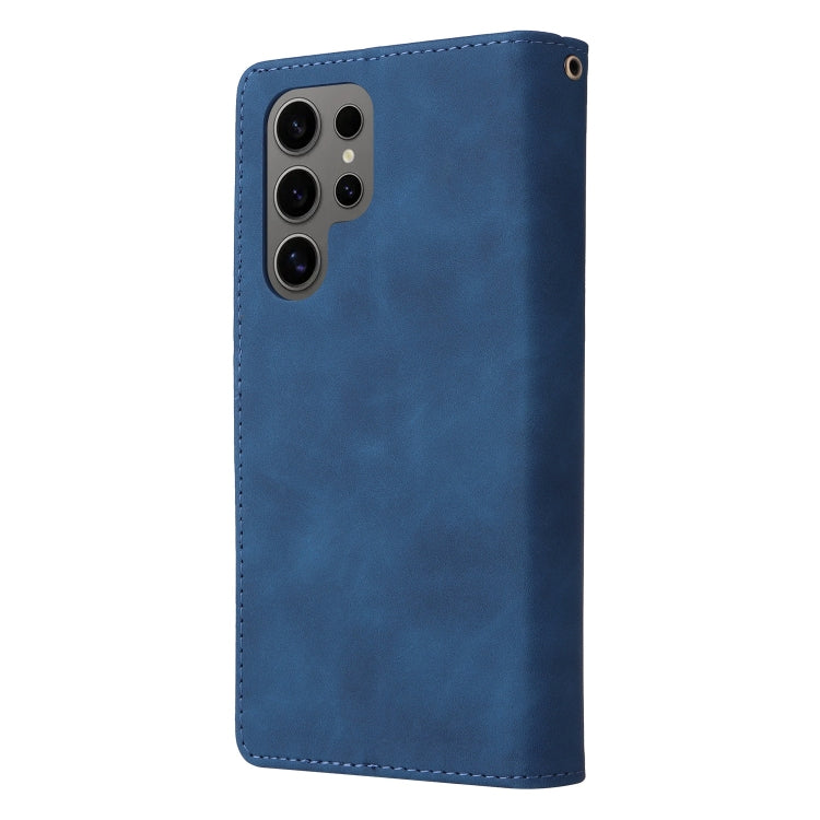 For Samsung Galaxy S25 Ultra 5G Multifunctional Frosted Zipper Wallet Leather Phone Case(Blue) - Galaxy S25 Ultra 5G Cases by PMC Jewellery | Online Shopping South Africa | PMC Jewellery | Buy Now Pay Later Mobicred