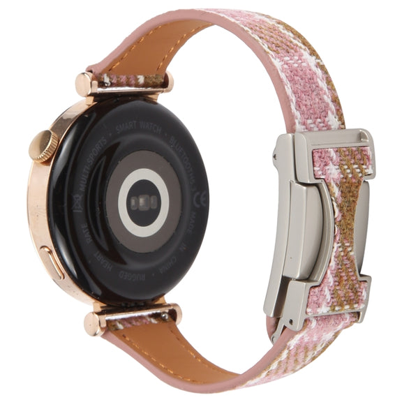 20mm Universal Slim Magnetic Buckle Napped Fabric Leather Watch Band(Pink)