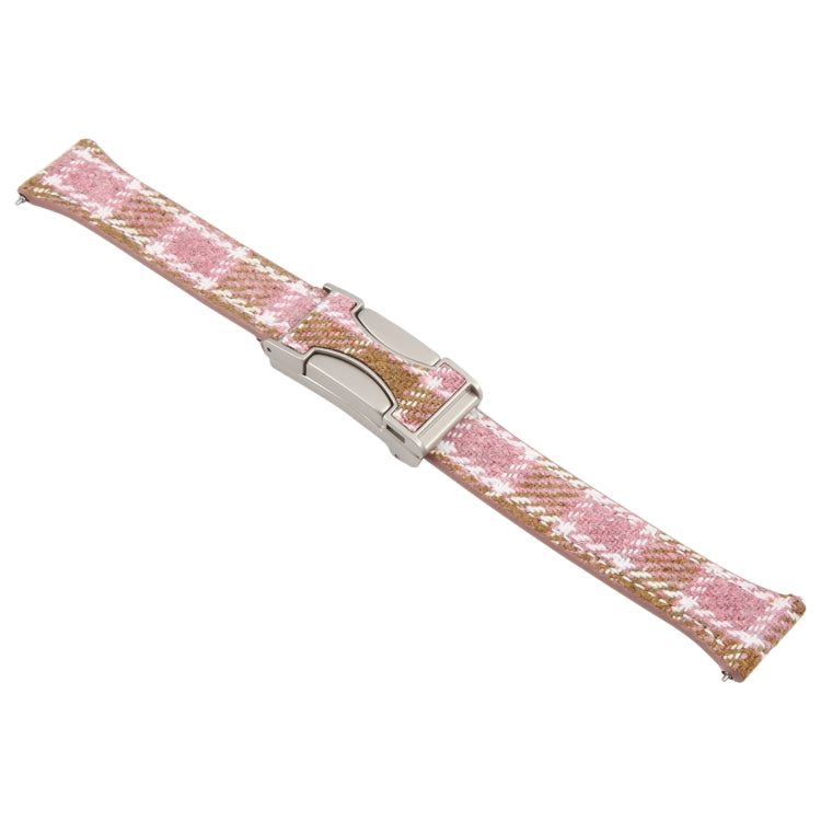 20mm Universal Slim Magnetic Buckle Napped Fabric Leather Watch Band(Pink)
