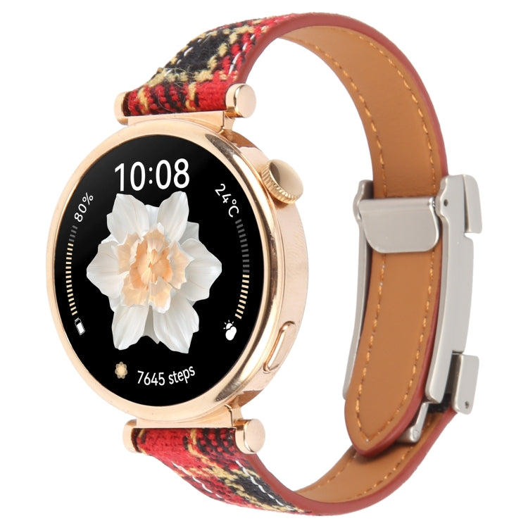 20mm Universal Slim Magnetic Buckle Napped Fabric Leather Watch Band(Red) - free shipping - PMc TechLife - Order now!