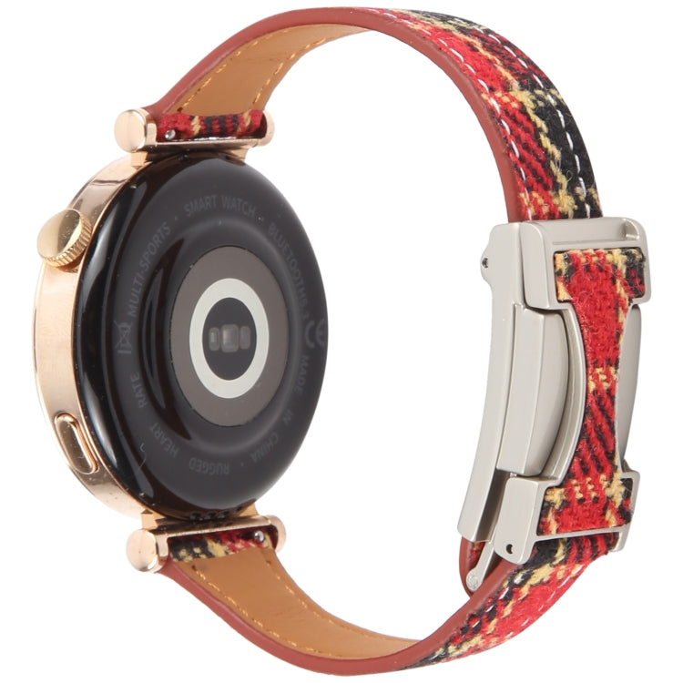 20mm Universal Slim Magnetic Buckle Napped Fabric Leather Watch Band(Red)