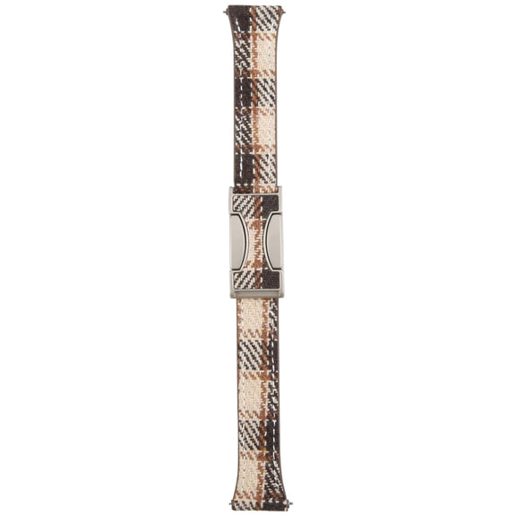20mm Universal Slim Magnetic Buckle Napped Fabric Leather Watch Band(Brown)