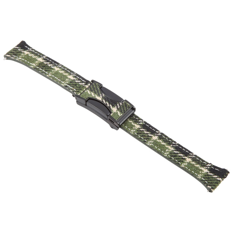 22mm Universal Slim Magnetic Buckle Napped Fabric Leather Watch Band(Green)