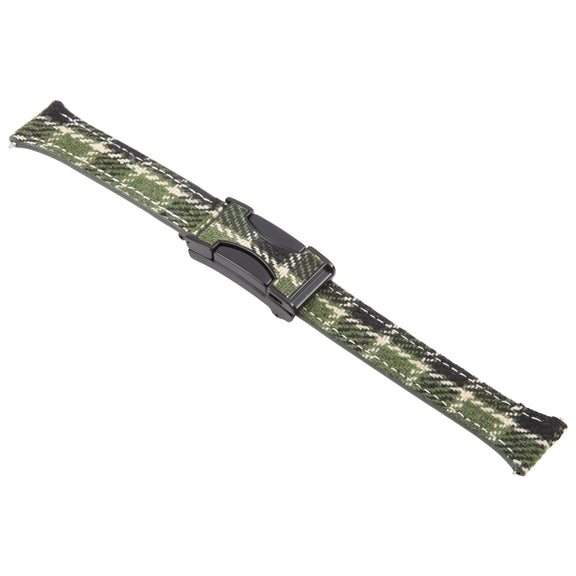 22mm Universal Slim Magnetic Buckle Napped Fabric Leather Watch Band(Green)