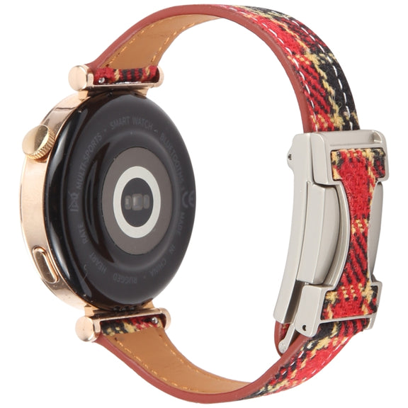 22mm Universal Slim Magnetic Buckle Napped Fabric Leather Watch Band(Red)