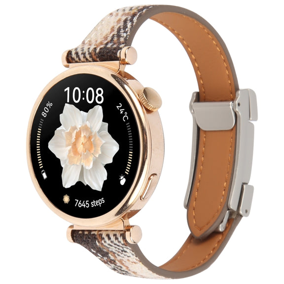 22mm Universal Slim Magnetic Buckle Napped Fabric Leather Watch Band(Brown)