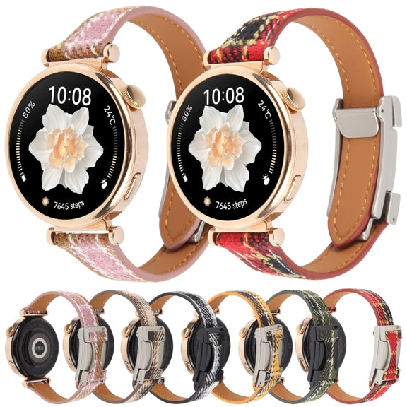 20mm Universal Slim Magnetic Buckle Napped Fabric Leather Watch Band(Pink)