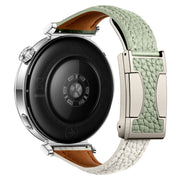 18mm Universal Slim Magnetic Buckle Genuine Leather Watch Band(Green Beige)