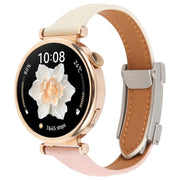 20mm Universal Slim Magnetic Buckle Genuine Leather Watch Band(Pink Beige)