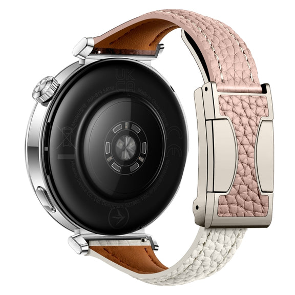 20mm Universal Slim Magnetic Buckle Genuine Leather Watch Band(Pink Beige)