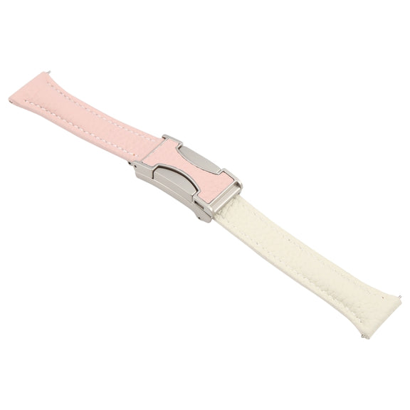 20mm Universal Slim Magnetic Buckle Genuine Leather Watch Band(Pink Beige)