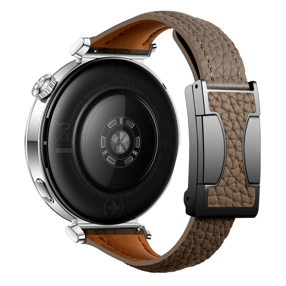 20mm Universal Slim Magnetic Buckle Genuine Leather Watch Band(Dark Brown)