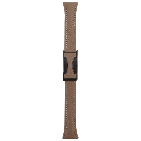20mm Universal Slim Magnetic Buckle Genuine Leather Watch Band(Dark Brown)