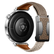20mm Universal Slim Magnetic Buckle Genuine Leather Watch Band(Dark Brown Light Grey)