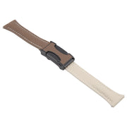 20mm Universal Slim Magnetic Buckle Genuine Leather Watch Band(Dark Brown Light Grey)