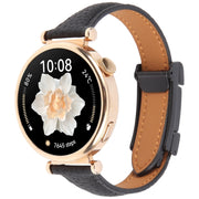 20mm Universal Slim Magnetic Buckle Genuine Leather Watch Band(Black)