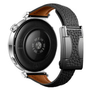 20mm Universal Slim Magnetic Buckle Genuine Leather Watch Band(Black)