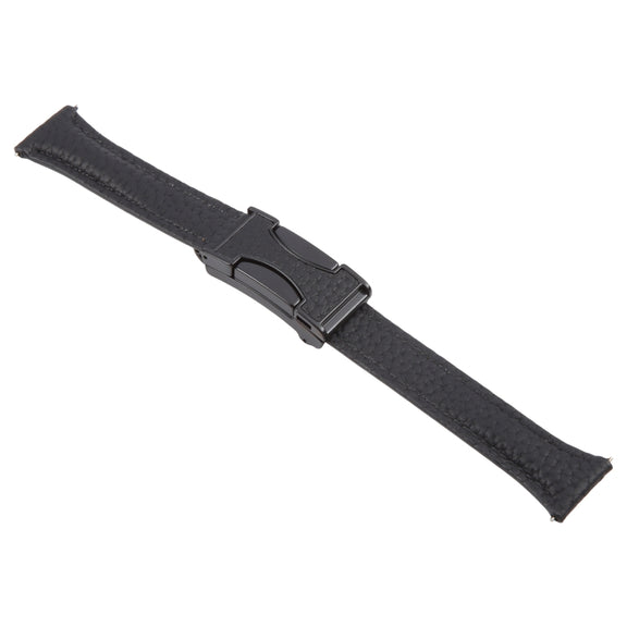 20mm Universal Slim Magnetic Buckle Genuine Leather Watch Band(Black)
