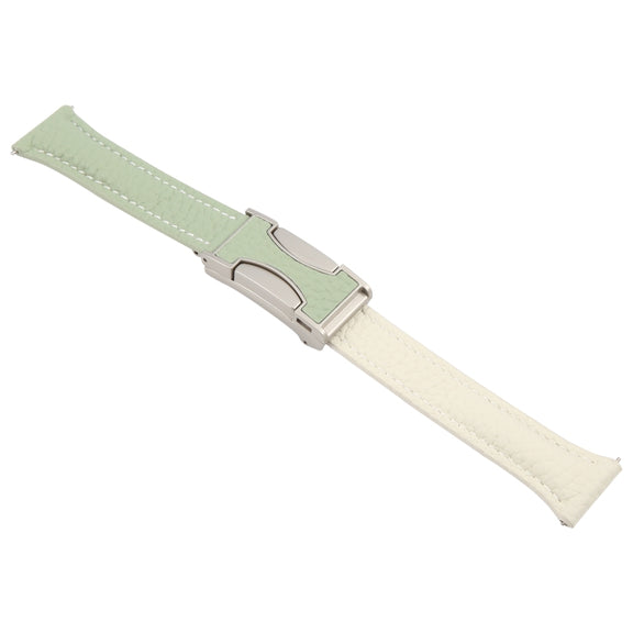 20mm Universal Slim Magnetic Buckle Genuine Leather Watch Band(Green Beige)