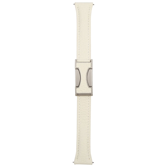 20mm Universal Slim Magnetic Buckle Genuine Leather Watch Band(Beige)