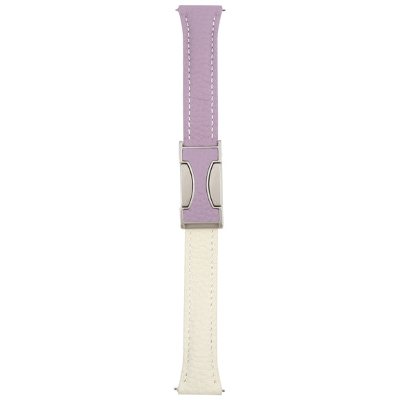 20mm Universal Slim Magnetic Buckle Genuine Leather Watch Band(Purple Beige)