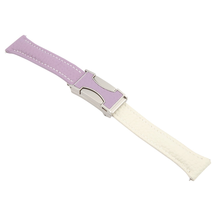 20mm Universal Slim Magnetic Buckle Genuine Leather Watch Band(Purple Beige) - free shipping - PMc TechLife - Order now!