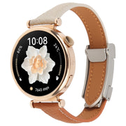 20mm Universal Slim Magnetic Buckle Genuine Leather Watch Band(Brown Light Grey)