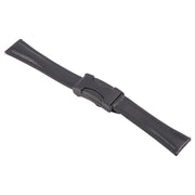 20mm Universal Slim Magnetic Buckle Genuine Leather Watch Band(Plain Weave Black)