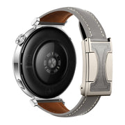 20mm Universal Slim Magnetic Buckle Genuine Leather Watch Band(Plain Weave Grey)