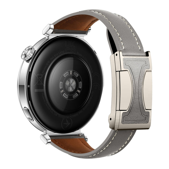 20mm Universal Slim Magnetic Buckle Genuine Leather Watch Band(Plain Weave Grey)
