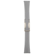 20mm Universal Slim Magnetic Buckle Genuine Leather Watch Band(Plain Weave Grey)