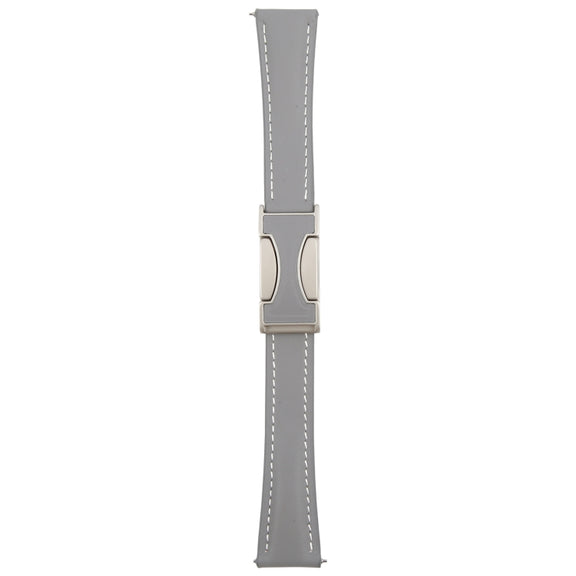 20mm Universal Slim Magnetic Buckle Genuine Leather Watch Band(Plain Weave Grey)