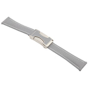 20mm Universal Slim Magnetic Buckle Genuine Leather Watch Band(Plain Weave Grey)