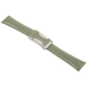 20mm Universal Slim Magnetic Buckle Genuine Leather Watch Band(Plain Weave Green)