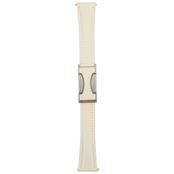 20mm Universal Slim Magnetic Buckle Genuine Leather Watch Band(Plain Weave Beige)