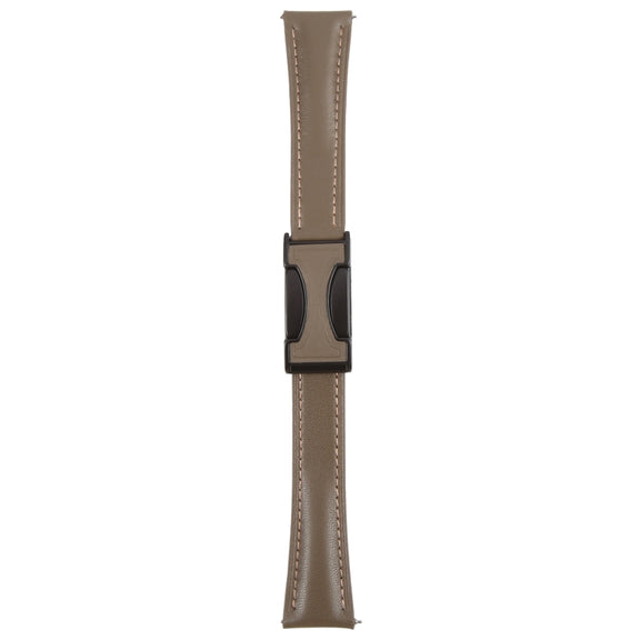 20mm Universal Slim Magnetic Buckle Genuine Leather Watch Band(Plain Weave Dark Grey)