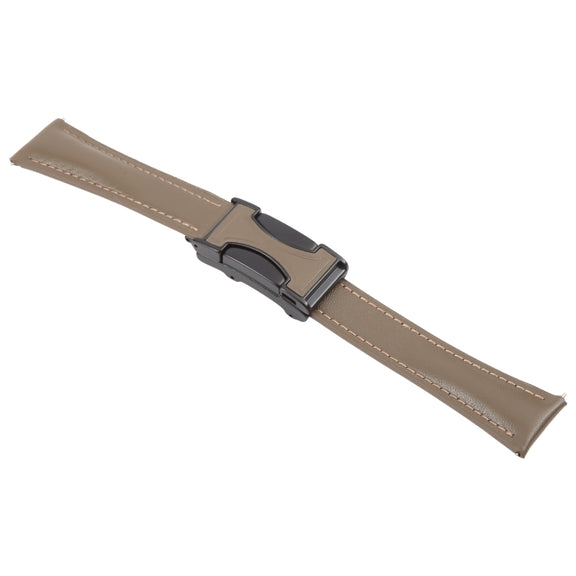 20mm Universal Slim Magnetic Buckle Genuine Leather Watch Band(Plain Weave Dark Grey)