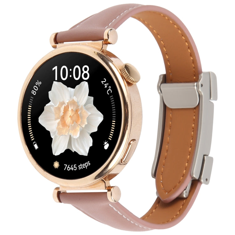 20mm Universal Slim Magnetic Buckle Genuine Leather Watch Band(Plain Weave Smoky Purple) - free shipping - PMc TechLife - Order now!