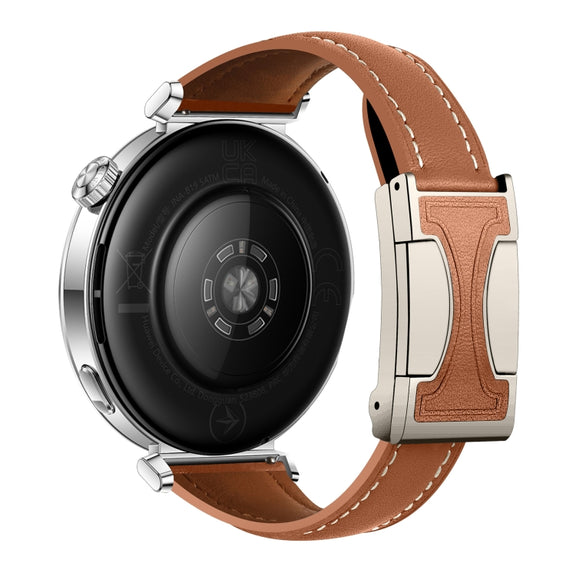 20mm Universal Slim Magnetic Buckle Genuine Leather Watch Band(Plain Weave Brown)