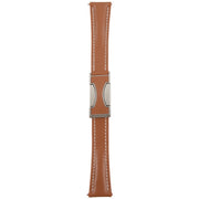 20mm Universal Slim Magnetic Buckle Genuine Leather Watch Band(Plain Weave Brown)