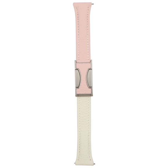 22mm Universal Slim Magnetic Buckle Genuine Leather Watch Band(Pink Beige)